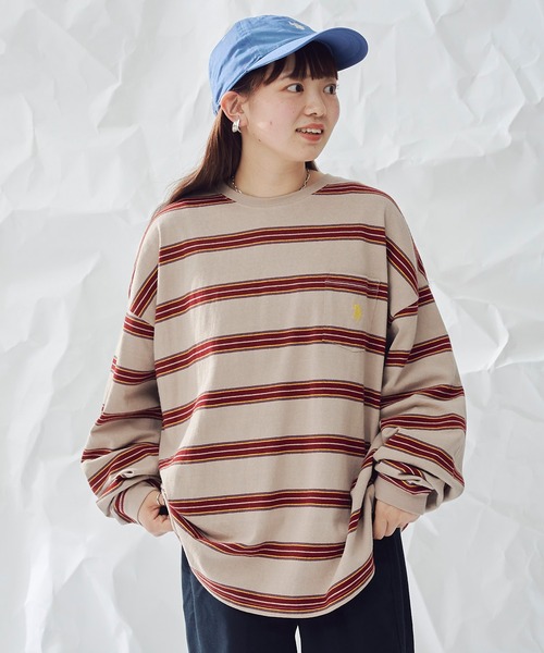 U.S. POLO ASSN.（ユーエスポロアッスン）の「マルチボーダーロンT（Tシャツ/カットソー・メンズ・ブラウン/ベージュ/ネイビー・MEDIUM/LARGE）」の2枚目の写真