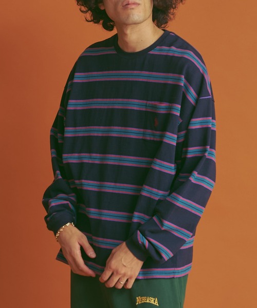 U.S. POLO ASSN.（ユーエスポロアッスン）の「マルチボーダーロンT（Tシャツ/カットソー・メンズ・ブラウン/ベージュ/ネイビー・MEDIUM/LARGE）」の3枚目の写真