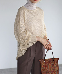 【2021-2022 A/W】メッシュ編みニットトップス