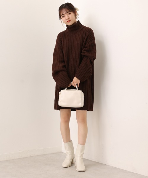 one after another NICE CLAUP（ワンアフターアナザーナイスクラップ）の「リブニットミニワンピース（ワンピース・レディース・ブラック/ブラウン/グリーン/ベビーピンク/オフホワイト・FREE）」の16枚目の写真