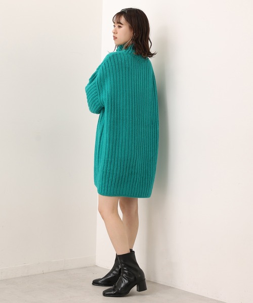 one after another NICE CLAUP（ワンアフターアナザーナイスクラップ）の「リブニットミニワンピース（ワンピース・レディース・ブラック/ブラウン/グリーン/ベビーピンク/オフホワイト・FREE）」の12枚目の写真