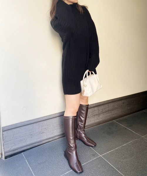 one after another NICE CLAUP（ワンアフターアナザーナイスクラップ）の「リブニットミニワンピース（ワンピース・レディース・ブラック/ブラウン/グリーン/ベビーピンク/オフホワイト・FREE）」の22枚目の写真