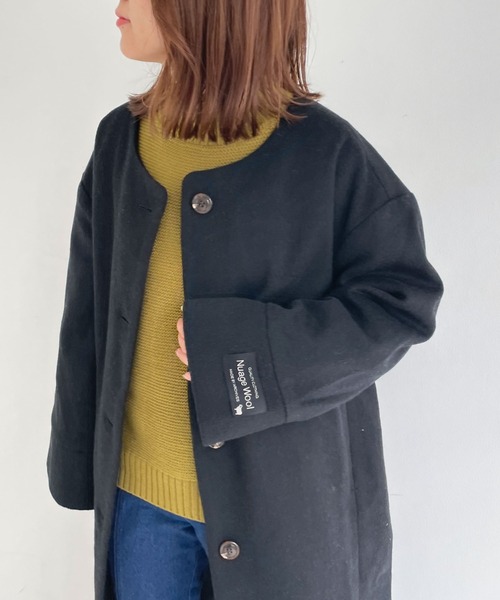 archives（アルシーヴ）の「ノーカラーコート（ノーカラーコート・レディース・アイボリー/ブラック/グレイッシュベージュ/グリーン・MEDIUM）」の8枚目の写真