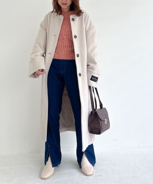 archives（アルシーヴ）の「ノーカラーコート（ノーカラーコート・レディース・アイボリー/ブラック/グレイッシュベージュ/グリーン・MEDIUM）」の11枚目の写真