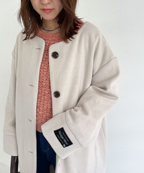archives（アルシーヴ）の「ノーカラーコート（ノーカラーコート・レディース・アイボリー/ブラック/グレイッシュベージュ/グリーン・MEDIUM）」の9枚目の写真