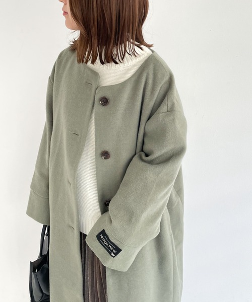 archives（アルシーヴ）の「ノーカラーコート（ノーカラーコート・レディース・アイボリー/ブラック/グレイッシュベージュ/グリーン・MEDIUM）」の12枚目の写真