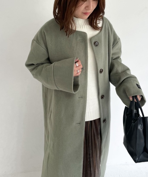 archives（アルシーヴ）の「ノーカラーコート（ノーカラーコート・レディース・アイボリー/ブラック/グレイッシュベージュ/グリーン・MEDIUM）」の15枚目の写真