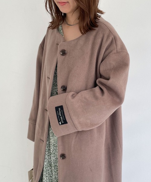 archives（アルシーヴ）の「ノーカラーコート（ノーカラーコート・レディース・アイボリー/ブラック/グレイッシュベージュ/グリーン・MEDIUM）」の13枚目の写真