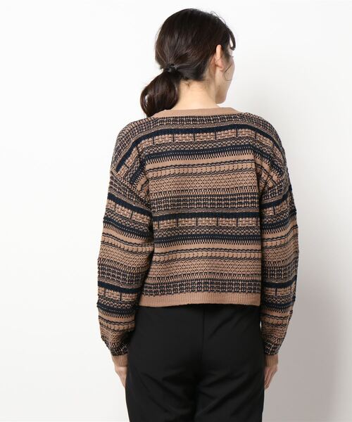 PICCIN（ピッチン）の「【WEB限定】ジャガードボーダーカーディガン（カーディガン/ボレロ・レディース・ブラウン/ブラック・L/M）」の4枚目の写真