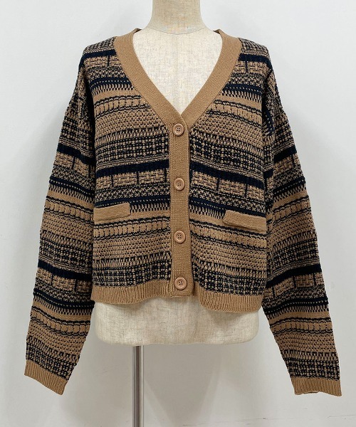 PICCIN（ピッチン）の「【WEB限定】ジャガードボーダーカーディガン（カーディガン/ボレロ・レディース・ブラウン/ブラック・L/M）」の12枚目の写真