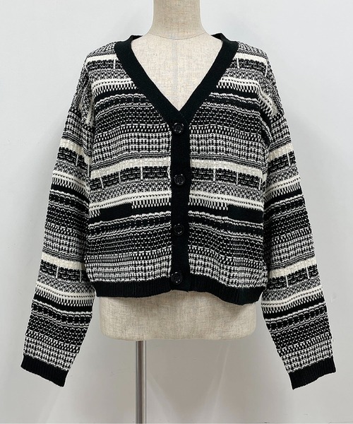 PICCIN（ピッチン）の「【WEB限定】ジャガードボーダーカーディガン（カーディガン/ボレロ・レディース・ブラウン/ブラック・L/M）」の11枚目の写真