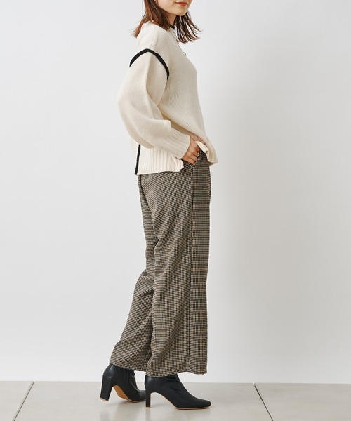 prose verse（プロズヴェール）の「先染めチェックセンタープレスパンツ（スラックス・レディース・グレー/ブラウン・MEDIUM）」の3枚目の写真