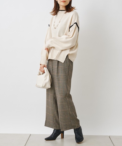 prose verse（プロズヴェール）の「先染めチェックセンタープレスパンツ（スラックス・レディース・グレー/ブラウン・MEDIUM）」の6枚目の写真