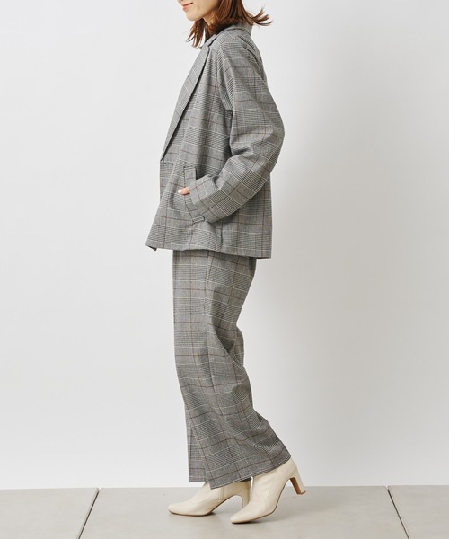 prose verse（プロズヴェール）の「先染めチェックセンタープレスパンツ（スラックス・レディース・グレー/ブラウン・MEDIUM）」の7枚目の写真
