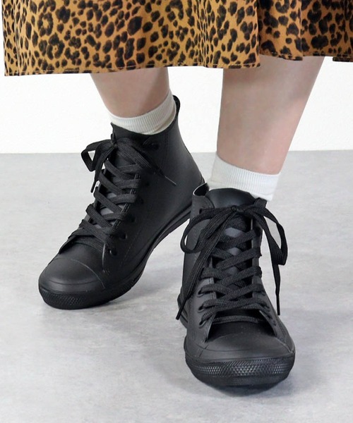 AAA+(サンエープラス)の「AAA+ / 防水スニーカー ハイカットレインスニーカー (3554)(レインシューズ・レディース・ブラック/ダークブラウン・S/M/L)」の12枚目の写真