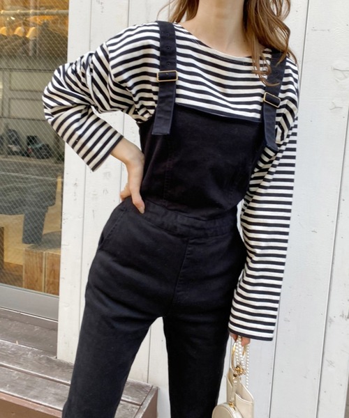 one after another NICE CLAUP（ワンアフターアナザーナイスクラップ）の「インナー次第でオールシーズン着れる。バックレースアップサロペット（サロペット/オーバーオール・レディース・ブラック/ブラック系その他/インディゴブルー/ピンク・FREE）」の17枚目の写真