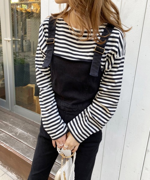 one after another NICE CLAUP（ワンアフターアナザーナイスクラップ）の「インナー次第でオールシーズン着れる。バックレースアップサロペット（サロペット/オーバーオール・レディース・ブラック/ブラック系その他/インディゴブルー/ピンク・FREE）」の18枚目の写真