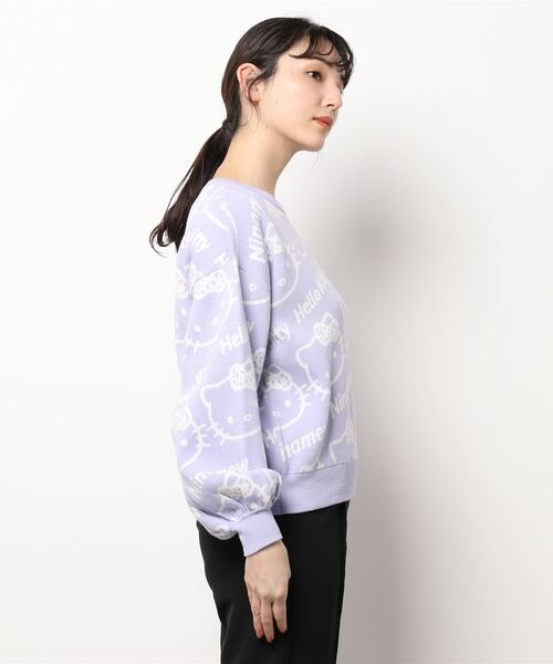 ハローキティコラボ（ハローキティコラボ）の「キティ総柄ニット（ニット/セーター・レディース・ブラック/パープル・FREE）」の12枚目の写真