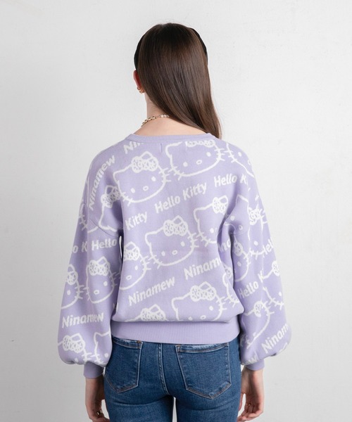 ハローキティコラボ（ハローキティコラボ）の「キティ総柄ニット（ニット/セーター・レディース・ブラック/パープル・FREE）」の8枚目の写真