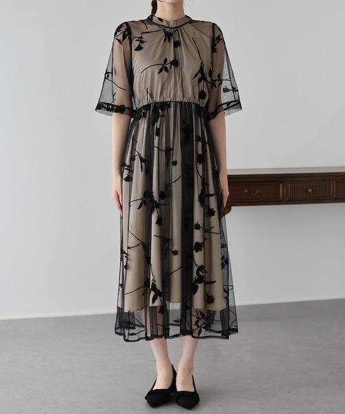 バックリボンレースパーティードレス　結婚式　成人式 お気に入り3万人突破！／S・M・L・LL展開／8色展開》バックリボン