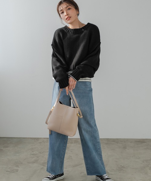 Edit Sheen(エディットシーン)の「ミドルバケットショルダーバッグ(ショルダーバッグ・レディース・ブラック/ベージュ/グリーン/モカ・FREE)」の7枚目の写真