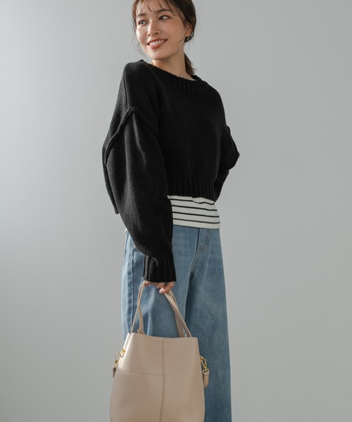 Edit Sheen(エディットシーン)の「ミドルバケットショルダーバッグ(ショルダーバッグ・レディース・ブラック/ベージュ/グリーン/モカ・FREE)」の6枚目の写真