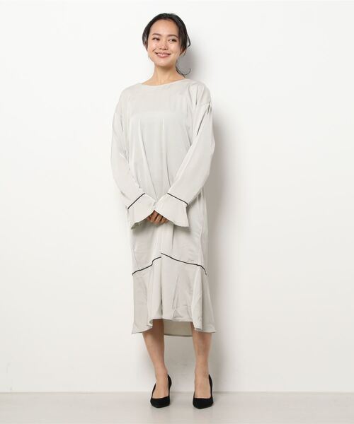 KOBE LETTUCE(コウベレタス)の「パイピングワンピース(ワンピース・レディース・ブラック/ライトベージュ・FREE)」の12枚目の写真
