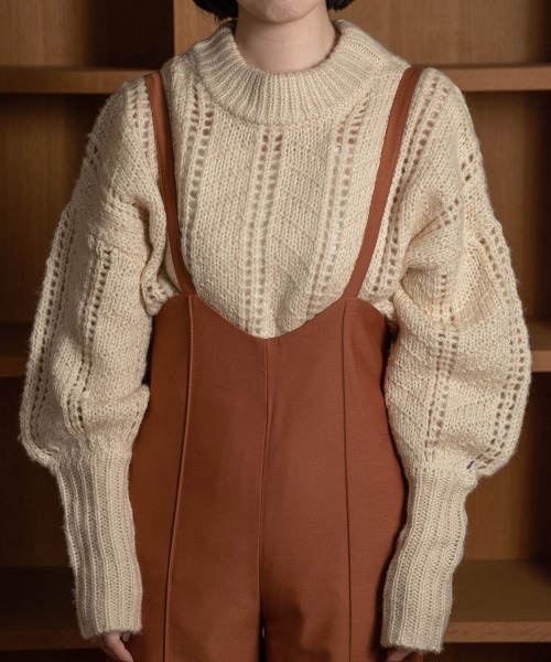 lawgy（ラウジー）の「long cuffs loose knit（ニット/セーター・レディース・ベージュ/ブラウン/アイボリー/ラベンダー・FREE）」の2枚目の写真