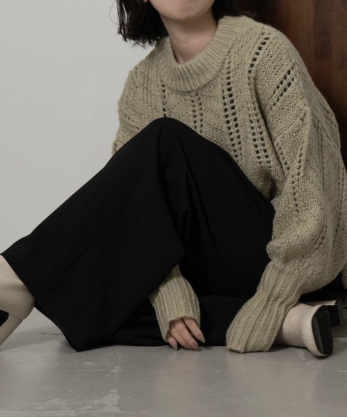 lawgy（ラウジー）の「long cuffs loose knit（ニット/セーター・レディース・ベージュ/ブラウン/アイボリー/ラベンダー・FREE）」の9枚目の写真