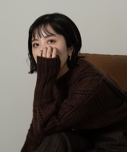 lawgy（ラウジー）の「long cuffs loose knit（ニット/セーター・レディース・ベージュ/ブラウン/アイボリー/ラベンダー・FREE）」の7枚目の写真