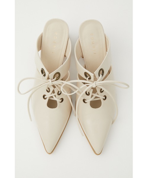 rienda（リエンダ）の「レースアップミュール（パンプス・レディース・グリーン/アイボリー/ダークグレー・SMALL/MEDIUM/LARGE）」の2枚目の写真