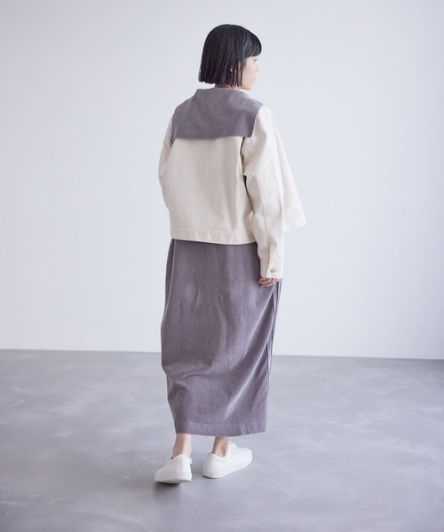 SALON adam et rope'（サロン アダム エ ロペ）の「カツラギストレッチフリンジネックブルゾン（ブルゾン・レディース・オフホワイト/チャコールグレー・FREE）」の19枚目の写真