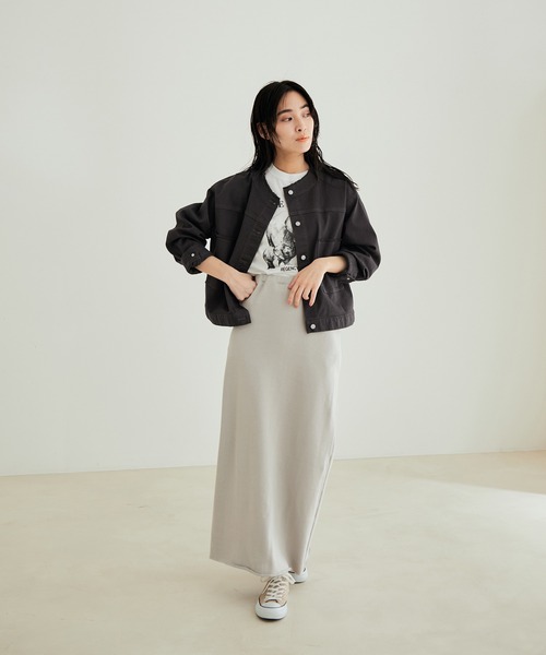 SALON adam et rope'（サロン アダム エ ロペ）の「カツラギストレッチフリンジネックブルゾン（ブルゾン・レディース・オフホワイト/チャコールグレー・FREE）」の10枚目の写真