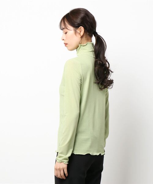 ehka sopo（エヘカソポ）の「ギンガムチェックメロー長袖カットソー（Tシャツ/カットソー・レディース・グレー/オフホワイト/グリーン/モカ・ﾌﾘ-）」の5枚目の写真