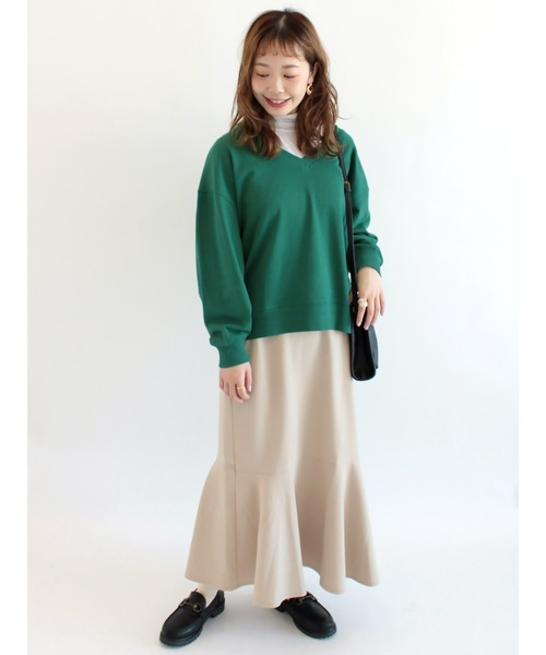 ehka sopo（エヘカソポ）の「ギンガムチェックメロー長袖カットソー（Tシャツ/カットソー・レディース・グレー/オフホワイト/グリーン/モカ・ﾌﾘ-）」の9枚目の写真