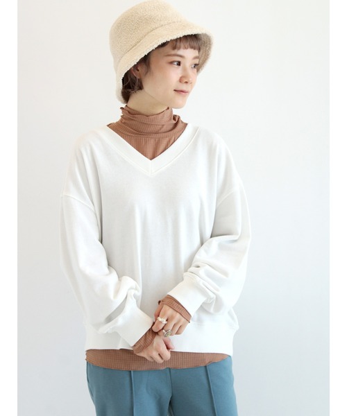 ehka sopo（エヘカソポ）の「ギンガムチェックメロー長袖カットソー（Tシャツ/カットソー・レディース・グレー/オフホワイト/グリーン/モカ・ﾌﾘ-）」の12枚目の写真