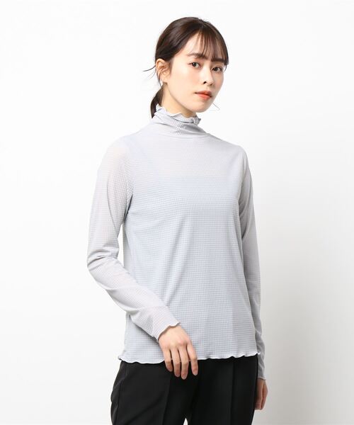 ehka sopo（エヘカソポ）の「ギンガムチェックメロー長袖カットソー（Tシャツ/カットソー・レディース・グレー/オフホワイト/グリーン/モカ・ﾌﾘ-）」の16枚目の写真