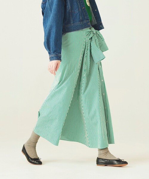 FREAK'S STORE(フリークスストア)の「マオカラーフレアシャツワンピース ストライプ(シャツワンピース・レディース・サックスブルー/グリーン・フリー)」の3枚目の写真