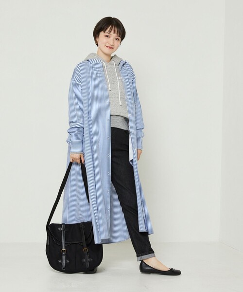 FREAK'S STORE(フリークスストア)の「マオカラーフレアシャツワンピース ストライプ(シャツワンピース・レディース・サックスブルー/グリーン・フリー)」の5枚目の写真