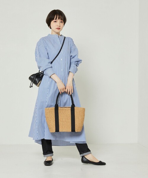 FREAK'S STORE(フリークスストア)の「マオカラーフレアシャツワンピース ストライプ(シャツワンピース・レディース・サックスブルー/グリーン・フリー)」の9枚目の写真