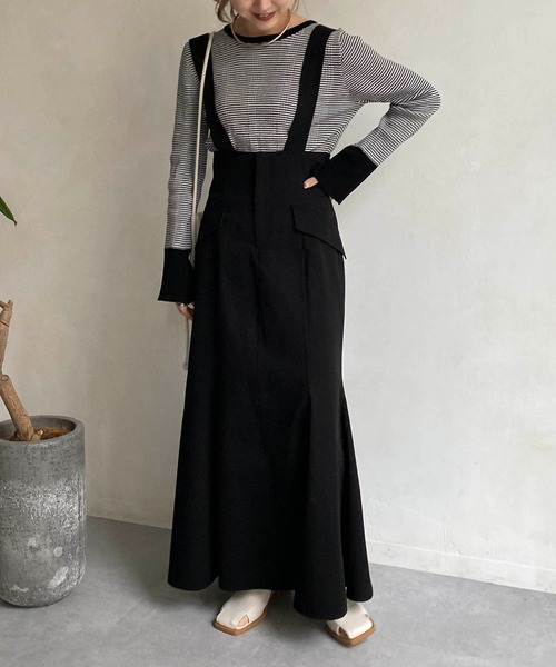 CAPRICIEUX LE'MAGE（カプリシューレマージュ）の「マルチボーダーリブプルオーバー（ニット/セーター・レディース・ブラック/ベージュ/グリーン・FREE）」の10枚目の写真