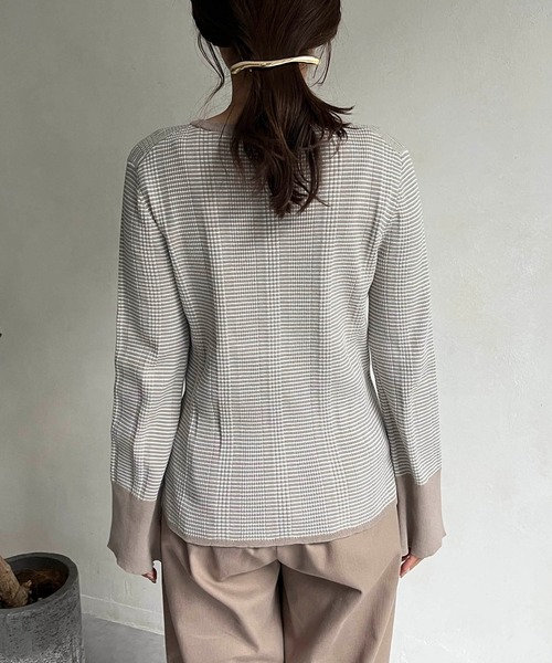 CAPRICIEUX LE'MAGE（カプリシューレマージュ）の「マルチボーダーリブプルオーバー（ニット/セーター・レディース・ブラック/ベージュ/グリーン・FREE）」の16枚目の写真