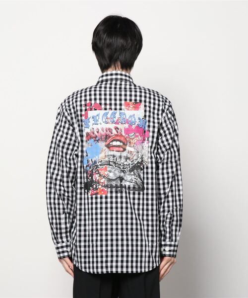 Kare/ME(カーミー)の「Kare/ME(カーミー)別注プリントチェックシャツ(シャツ/ブラウス・メンズ・ブラック/レッド・MEDIUM/LARGE/SMALL)」の4枚目の写真