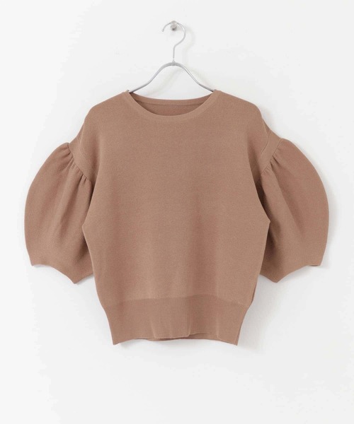 SENSE OF PLACE by URBAN RESEARCH（センスオブプレイスバイアーバンリサーチ）の「ランタンスリーブセーター(5分袖)（ニット/セーター・レディース・ブラック/ブルー/グリーン/アイボリー/ホワイト系その他/ピンクベージュ/オレンジ・ONE）」の7枚目の写真