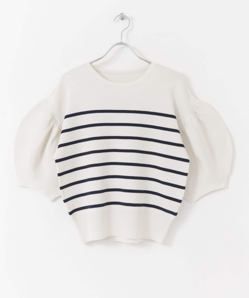 SENSE OF PLACE by URBAN RESEARCH（センスオブプレイスバイアーバンリサーチ）の「ランタンスリーブセーター(5分袖)（ニット/セーター・レディース・ブラック/ブルー/グリーン/アイボリー/ホワイト系その他/ピンクベージュ/オレンジ・ONE）」の10枚目の写真