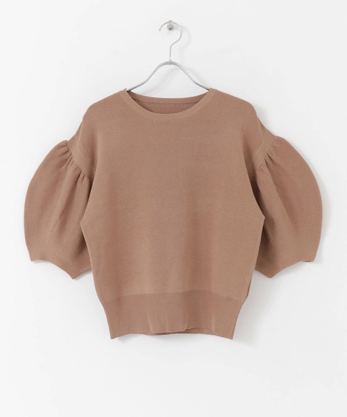 SENSE OF PLACE by URBAN RESEARCH（センスオブプレイスバイアーバンリサーチ）の「ランタンスリーブセーター(5分袖)（ニット/セーター・レディース・ブラック/ブルー/グリーン/アイボリー/ホワイト系その他/ピンクベージュ/オレンジ・ONE）」の12枚目の写真