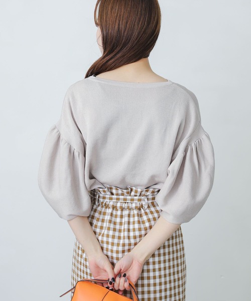 SENSE OF PLACE by URBAN RESEARCH（センスオブプレイスバイアーバンリサーチ）の「ランタンスリーブセーター(5分袖)（ニット/セーター・レディース・ブラック/ブルー/グリーン/アイボリー/ホワイト系その他/ピンクベージュ/オレンジ・ONE）」の21枚目の写真