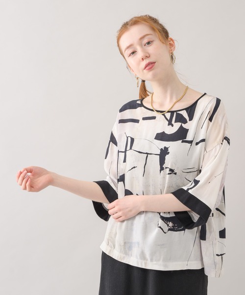 malla（マーラ）の「malla イペカビスコースブラウス（シャツ/ブラウス・レディース・ホワイト/グリーン・FREE）」の2枚目の写真