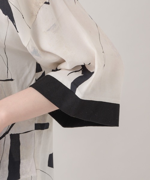 malla（マーラ）の「malla イペカビスコースブラウス（シャツ/ブラウス・レディース・ホワイト/グリーン・FREE）」の6枚目の写真