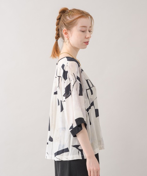 malla（マーラ）の「malla イペカビスコースブラウス（シャツ/ブラウス・レディース・ホワイト/グリーン・FREE）」の22枚目の写真